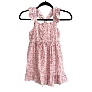 Cat & Jack Pink & White Floral Sleeveless Sundress Size 6/7 Girls